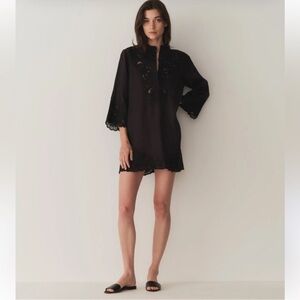 Doen Rochelle Linen Tunic Dress Black Medium